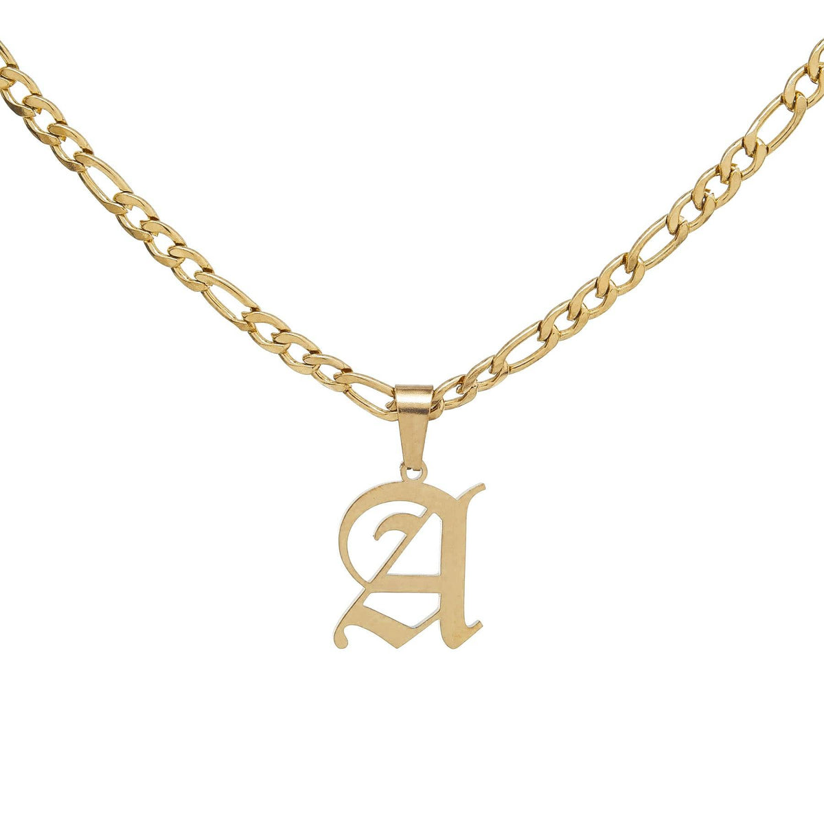 Figaro Chain Old English Initial Necklace-In Stock