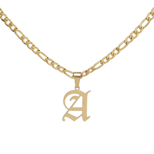 Figaro Chain Old English Initial Necklace-In Stock