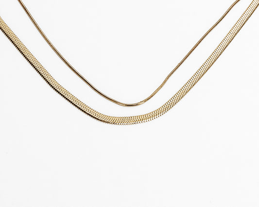 Layered Stack Herringbone Necklace
