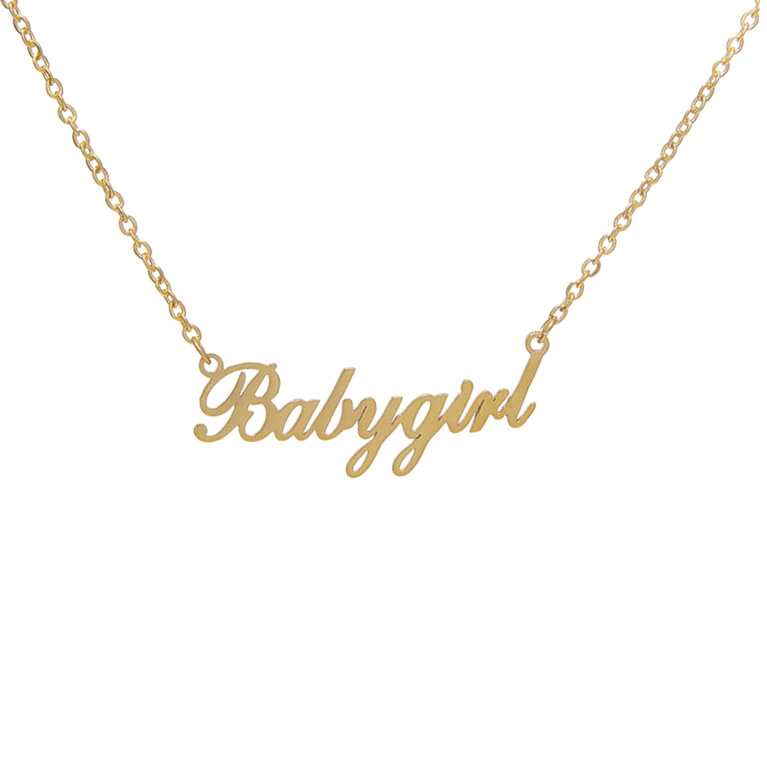 18K Gold-Plated Steel Necklace with Babygirl Nameplate | VibeSzn