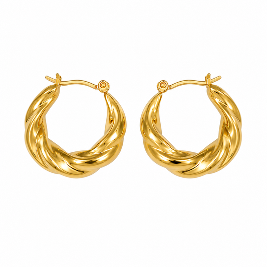 Bold Twisted Golden Hoops