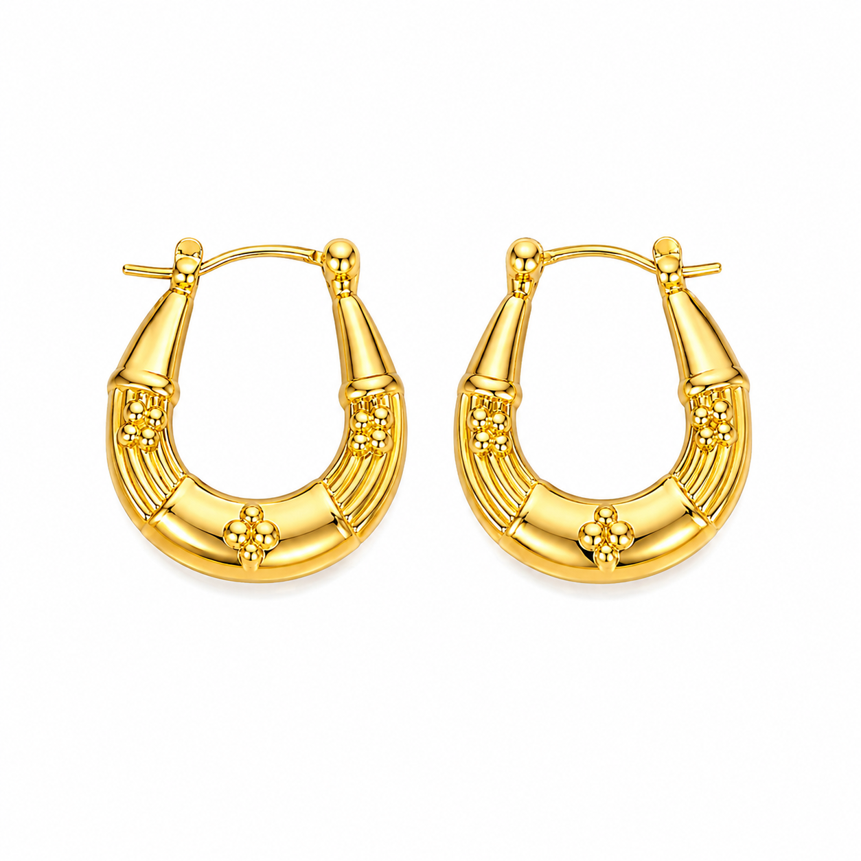 Floral Bamboo Hoop Earrings