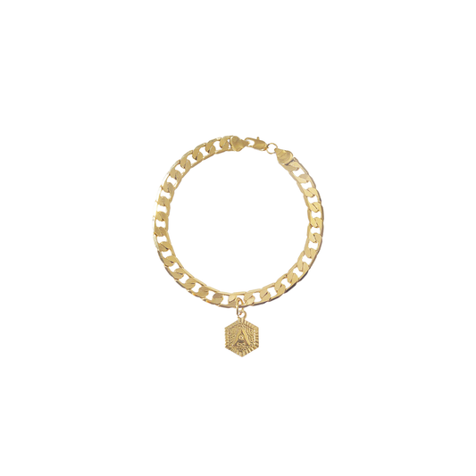 Gold Initial Pendant Bracelet