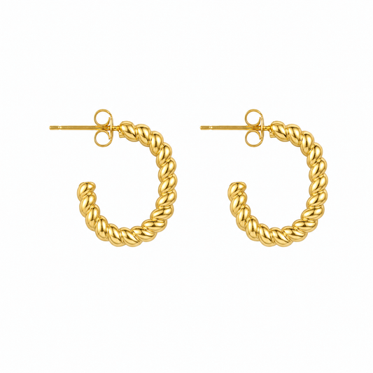 Twisted Gold Open Hoop Earrings