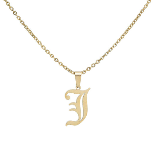 Old English Initial Necklace Necklace aiobo