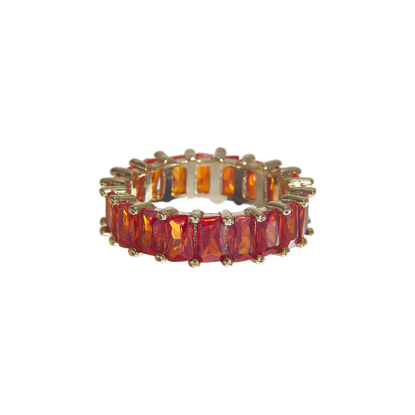 Cute tarnish-free multi-color classic crystal ring in 4 colors - orange
