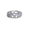 Fancy hypoallergenic iced chain link ring with shiny silver studs
