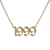 Classic stainless steel custom box chain necklace with old english birthdate pendant - gold
