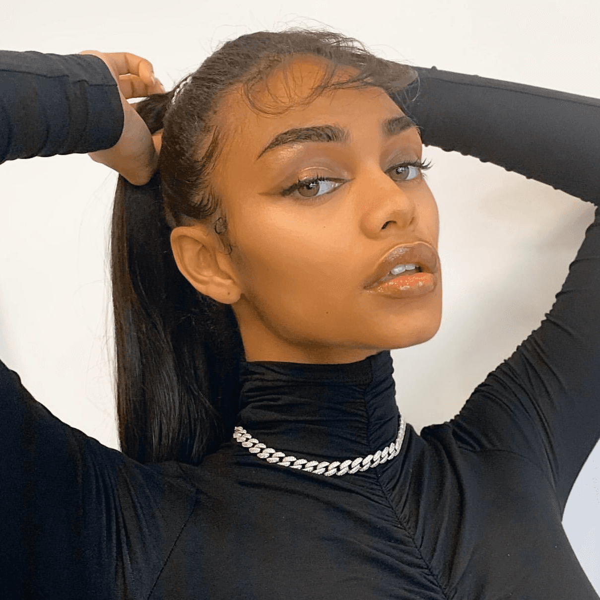 Stylish iced cuban studded link necklace chain - worn 1