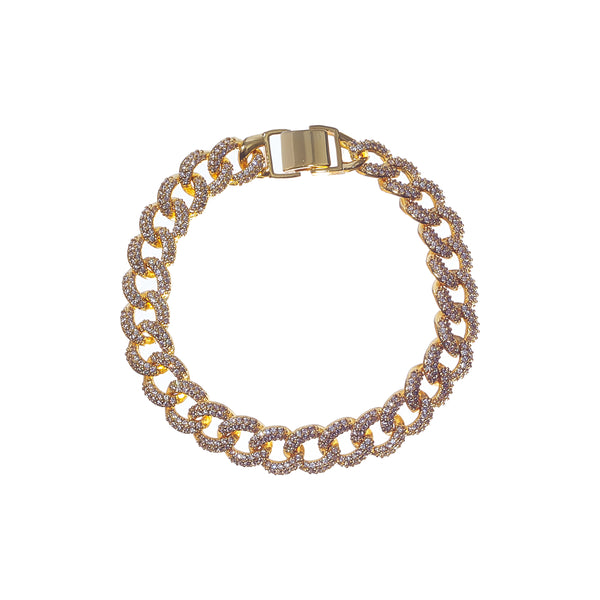 Luxurious iced cuban link bracelet with gold and silver studs
