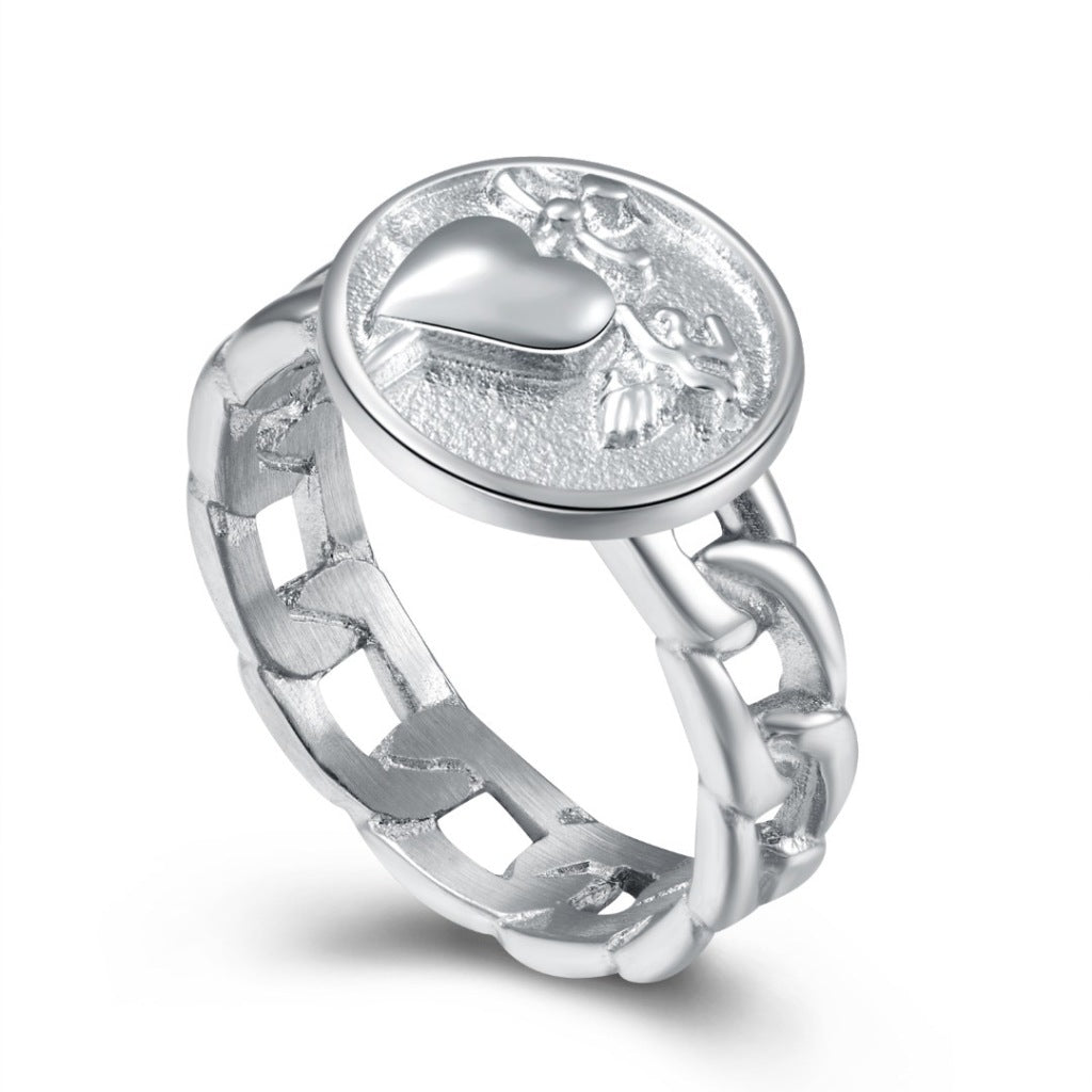 Heart & Dagger Chain Link Ring
