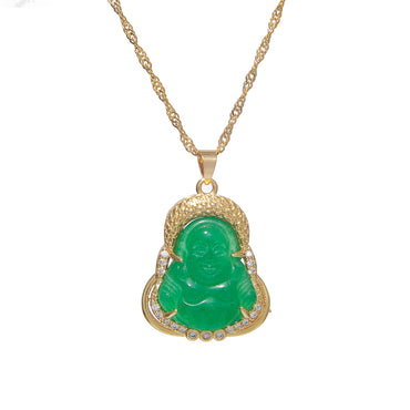 Amazon.com: Iced Laughing Buddha Green Jade Pendant Necklace Rope Chain  Genuine Certified Grade A Jadeite Jade Hand Crafted, Jade Necklace, 14k  Gold Filled Laughing Jade Buddha Necklace, Jade Medallion, Fast: Clothing,  Shoes