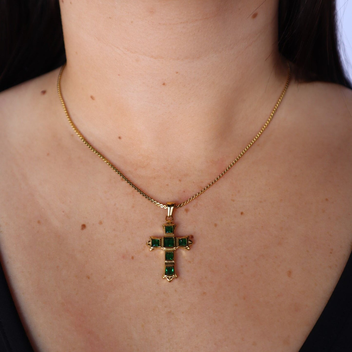 Gem Cross Pendant Necklace