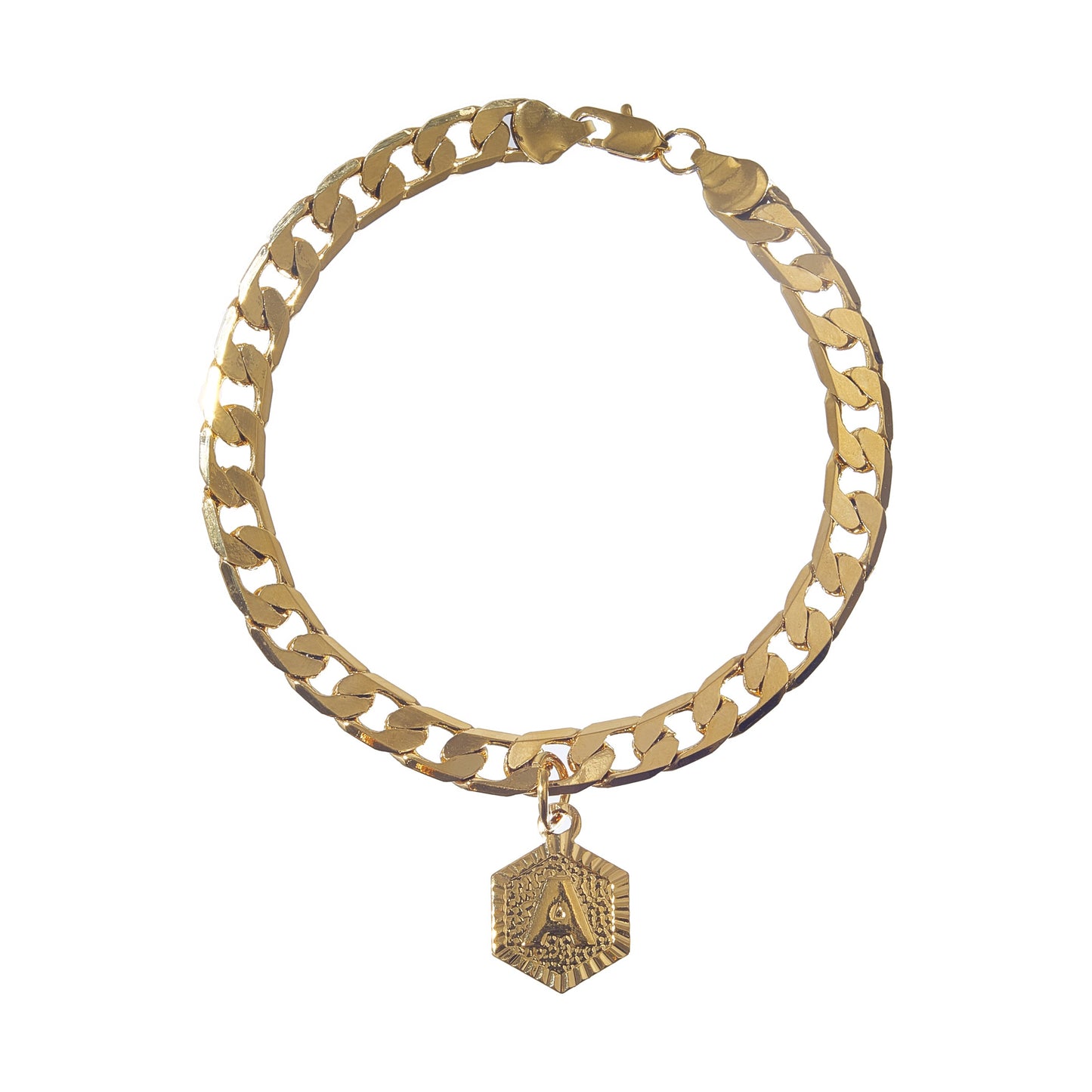 Gold Initial Pendant Bracelet