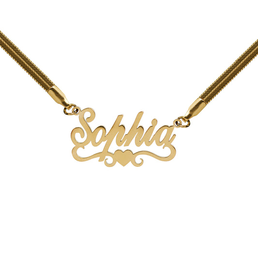 Herringbone Heart Script Custom Nameplate