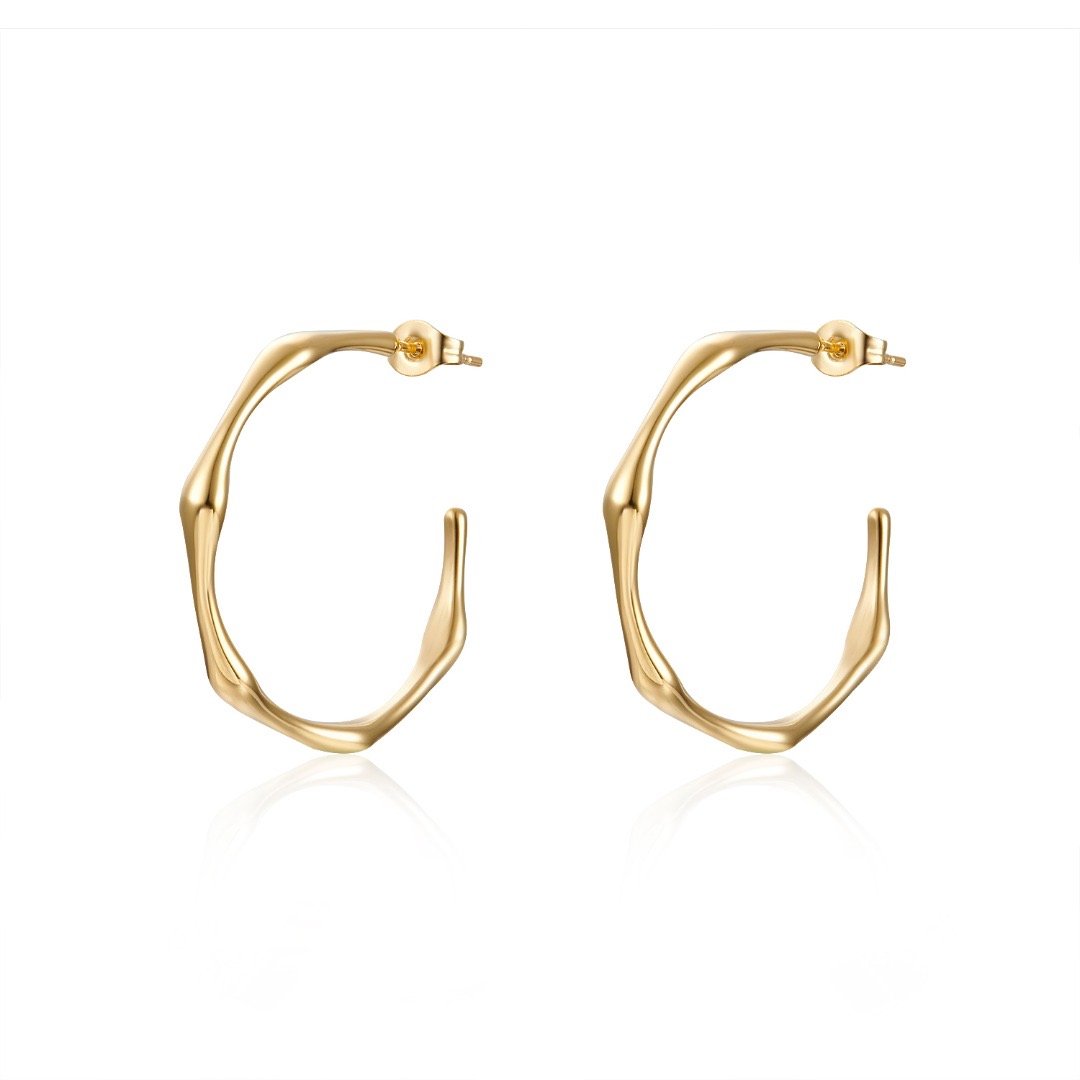 Bamboo Open Hoop Earrings