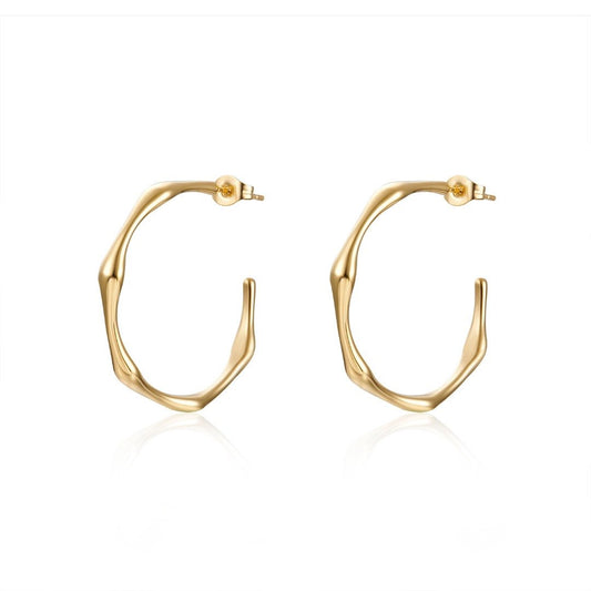 Bamboo Open Hoop Earrings
