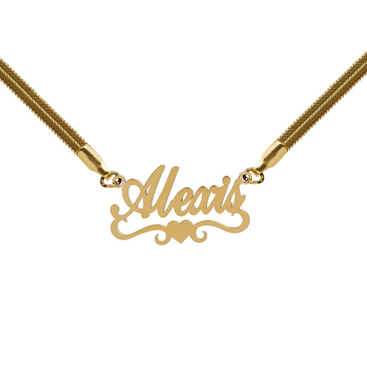 Herringbone Heart Script Custom Nameplate