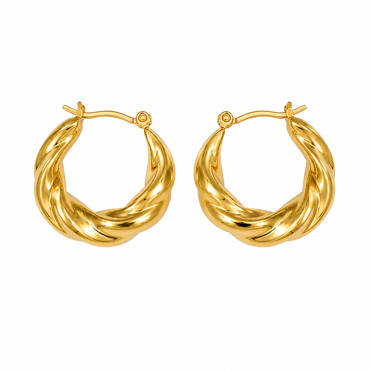 Bold Twisted Golden Hoops
