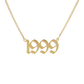 Box Chain Old English Birthdate Necklace