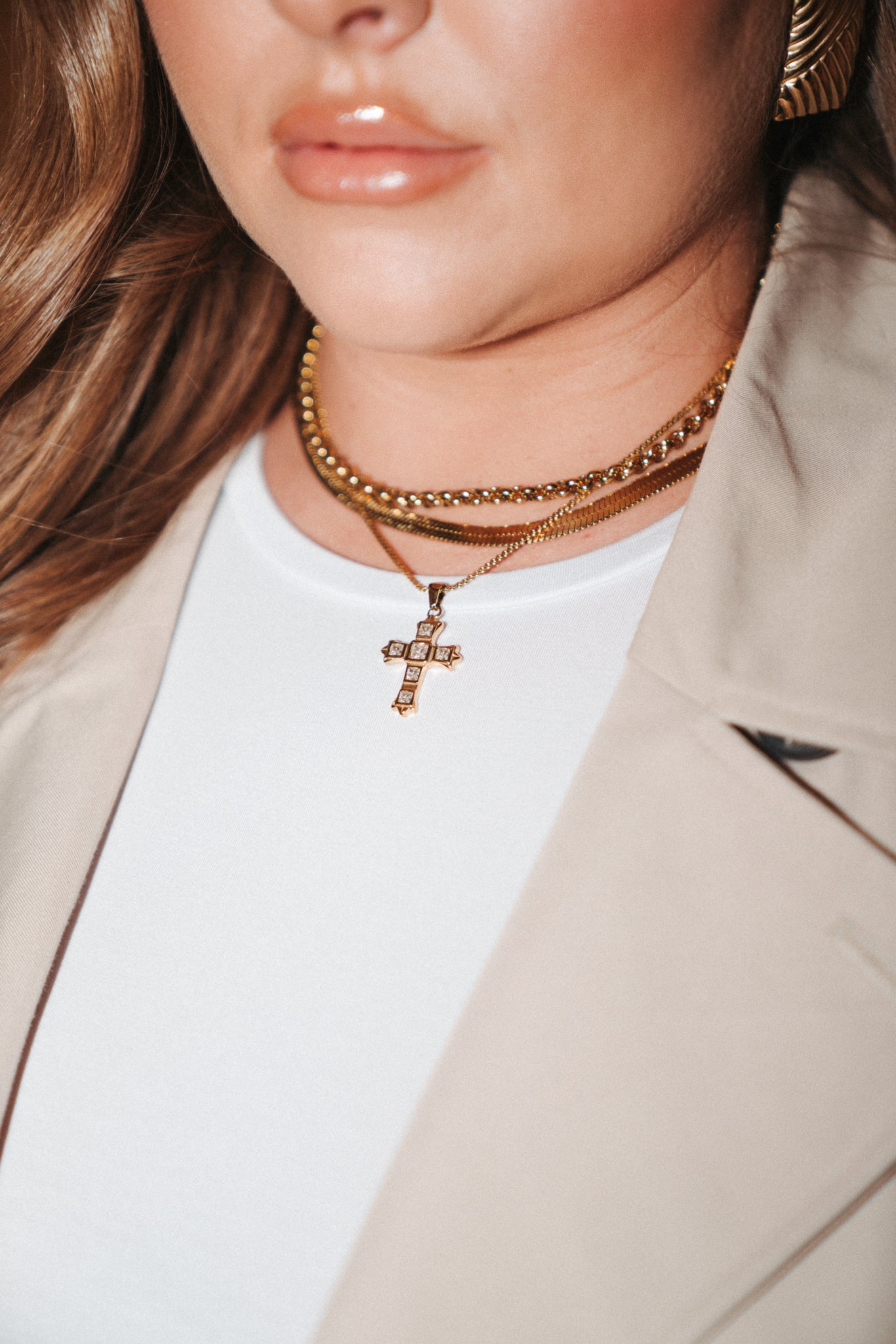 Gem Cross Pendant Necklace