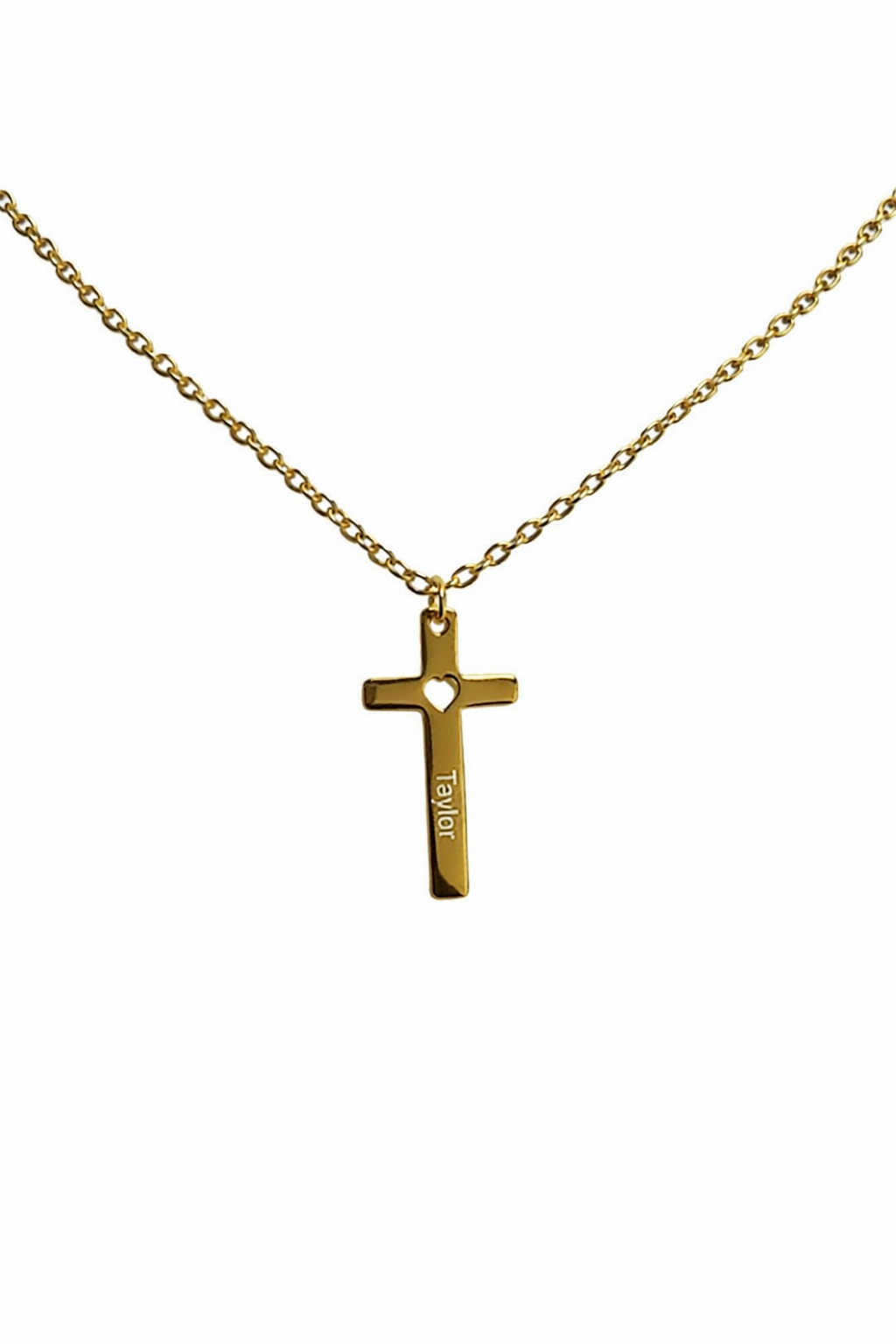 Dainty Heart Cross Custom Nameplate