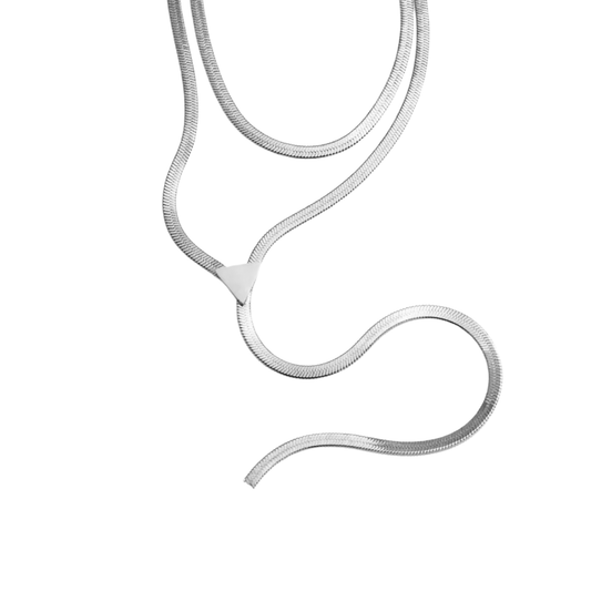 Dainty Herringbone Lariat Necklace