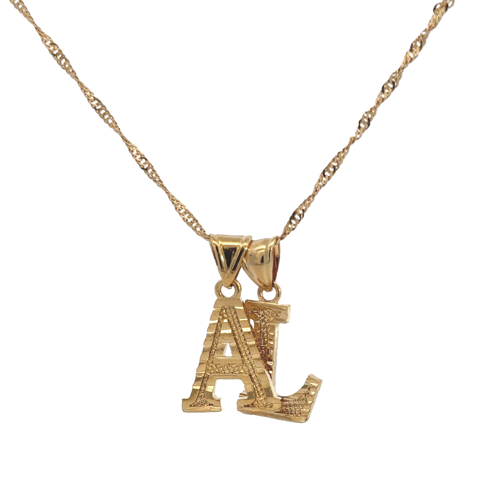 Double Block Letter Necklace