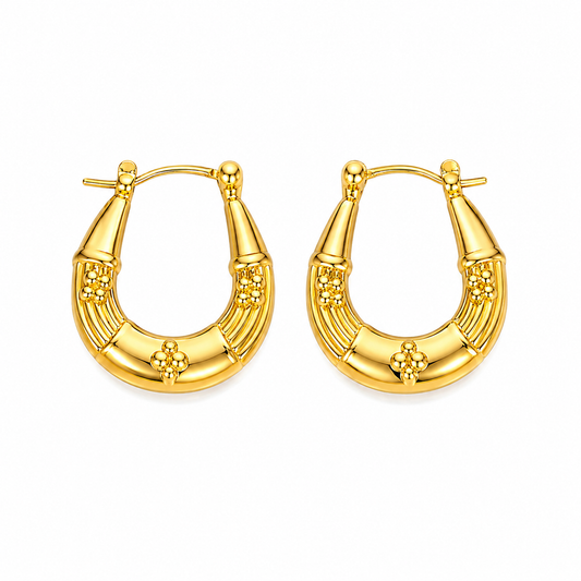 Floral Bamboo Hoop Earrings