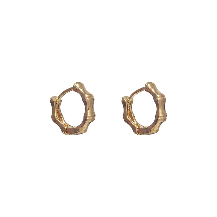 Mini Bamboo Huggie Earrings