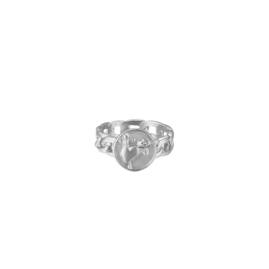 Heart & Dagger Chain Link Ring