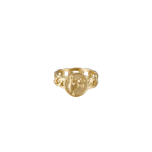Heart & Dagger Chain Link Ring