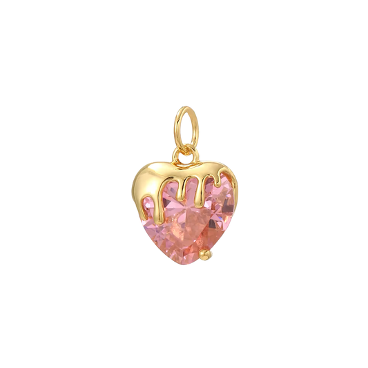 Pink Dripping Heart Charm