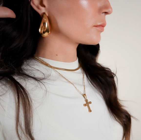 Ball & Chain Cross Necklace