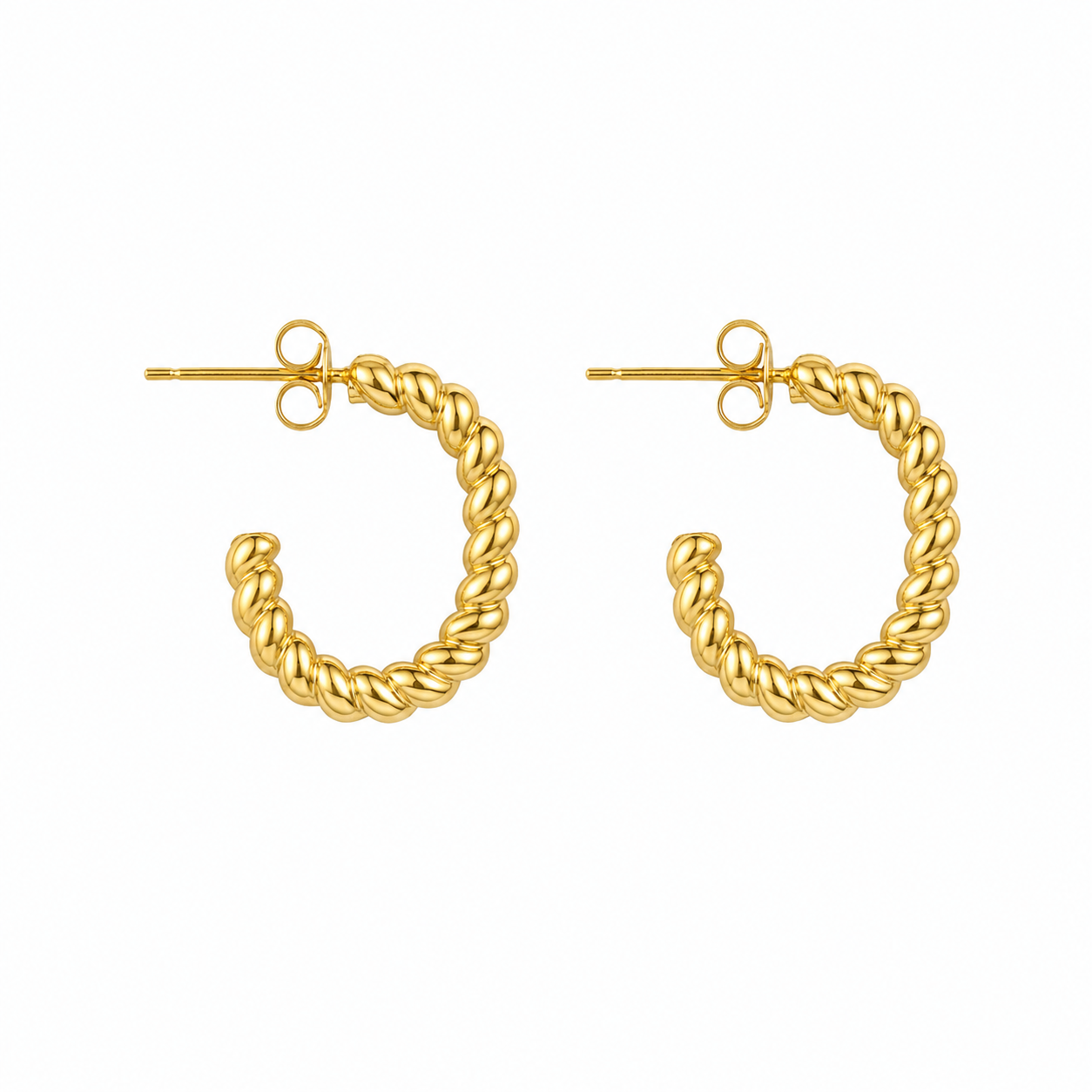 Twisted Gold Open Hoop Earrings