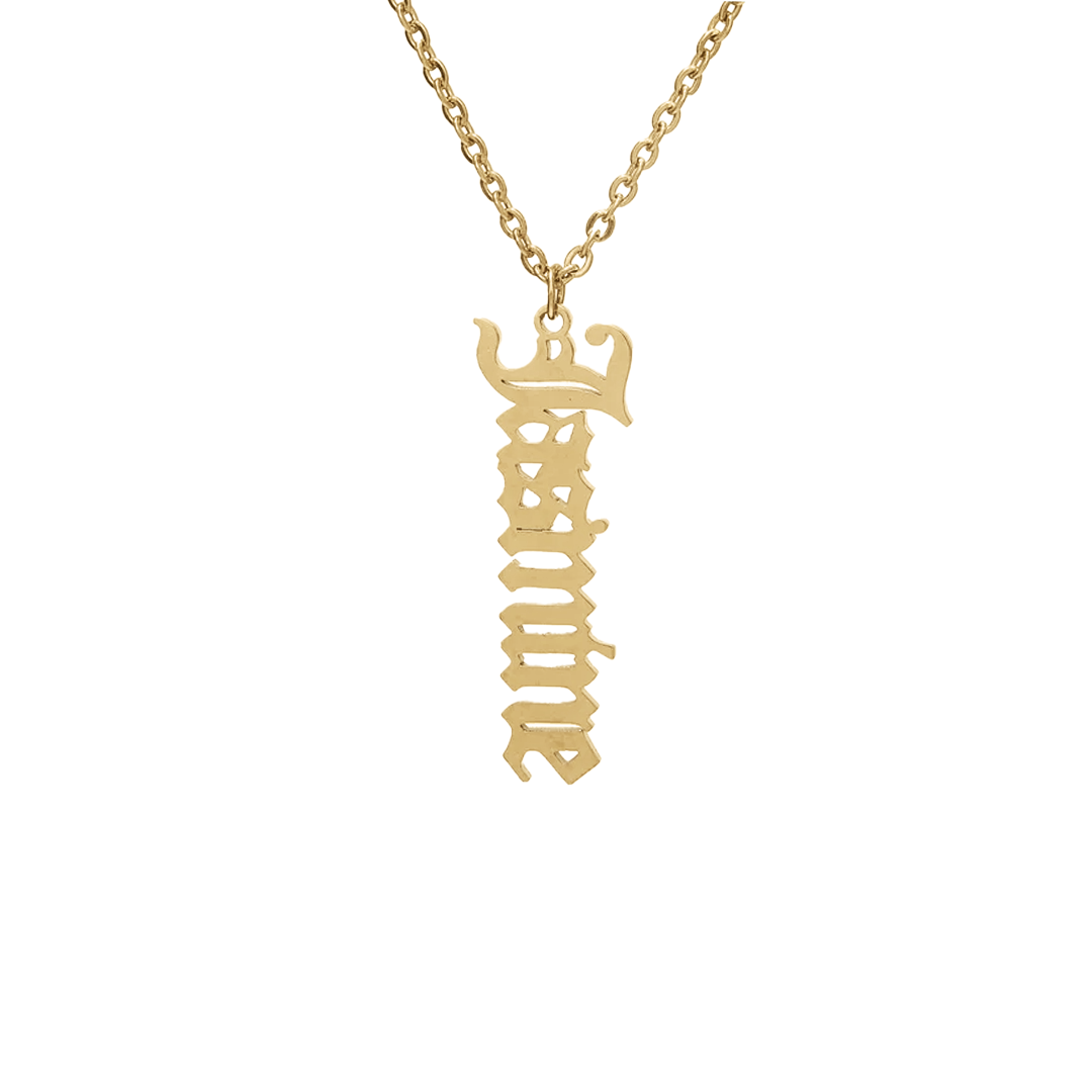 Vertical Nameplate Necklace