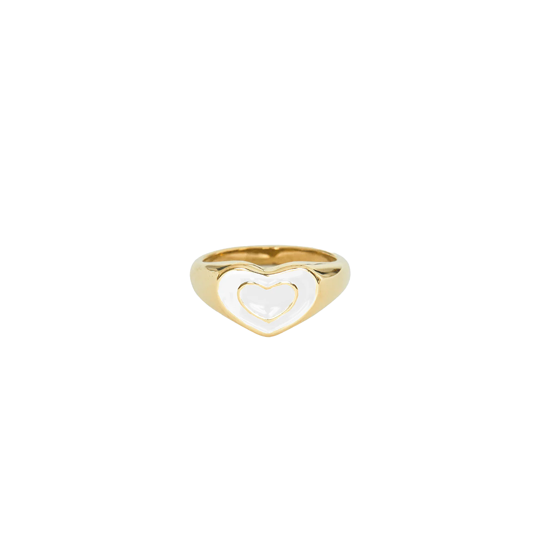 White Heart Ring