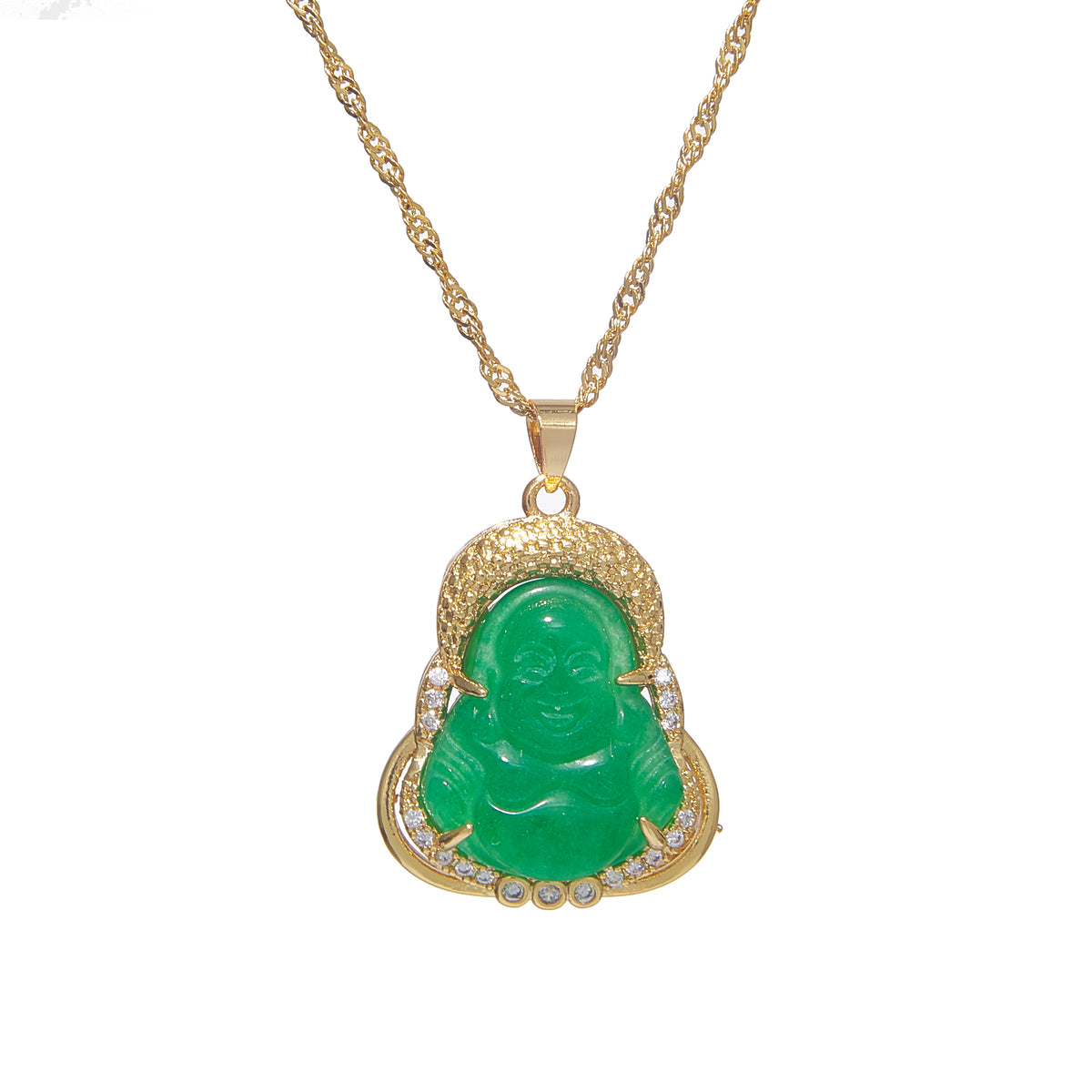 Gold Plated Jade Buddha Necklace | SHOPPRETTYPISTOL