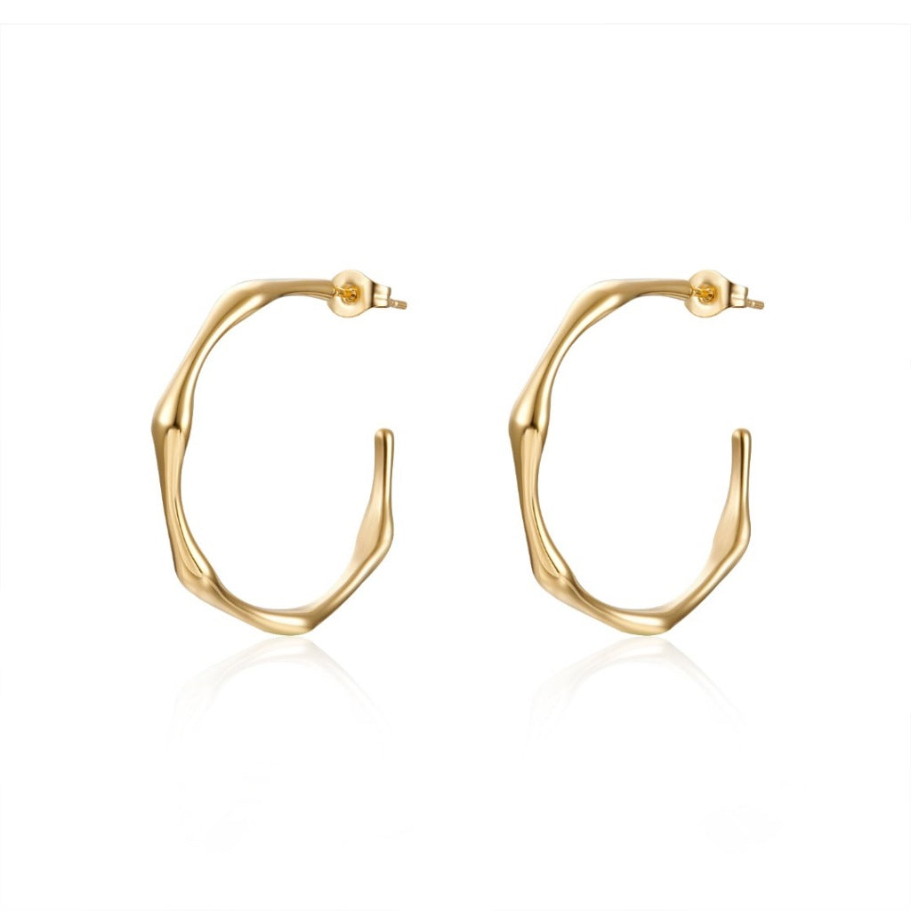 Bamboo Open Hoop Earrings