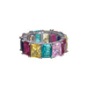 Colorful iced rainbow ring - silver