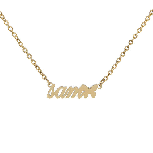 Butterfly Nameplate Necklace