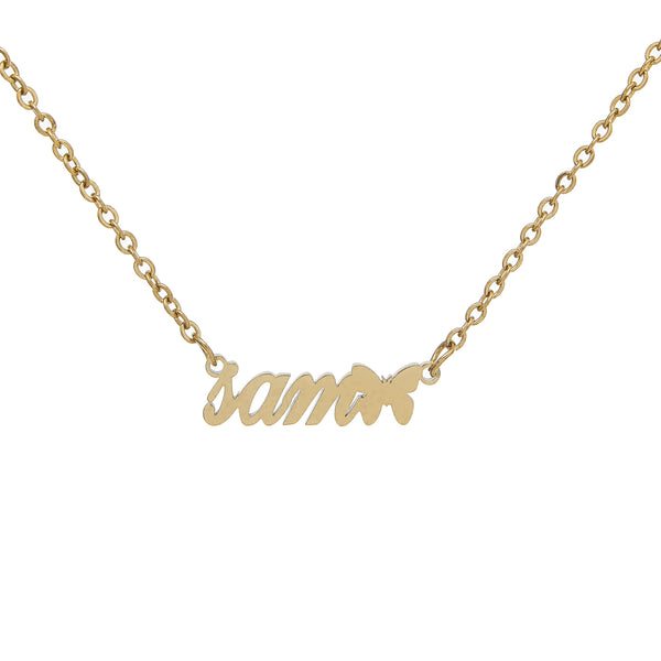 Butterfly Nameplate Necklace
