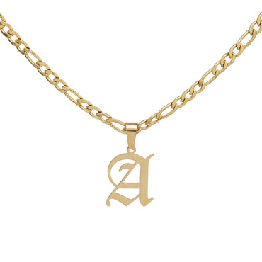 Figaro Chain Necklace with Old English Initial Pendant | VibeSzn