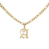 Figaro Chain Old English Initial Necklace