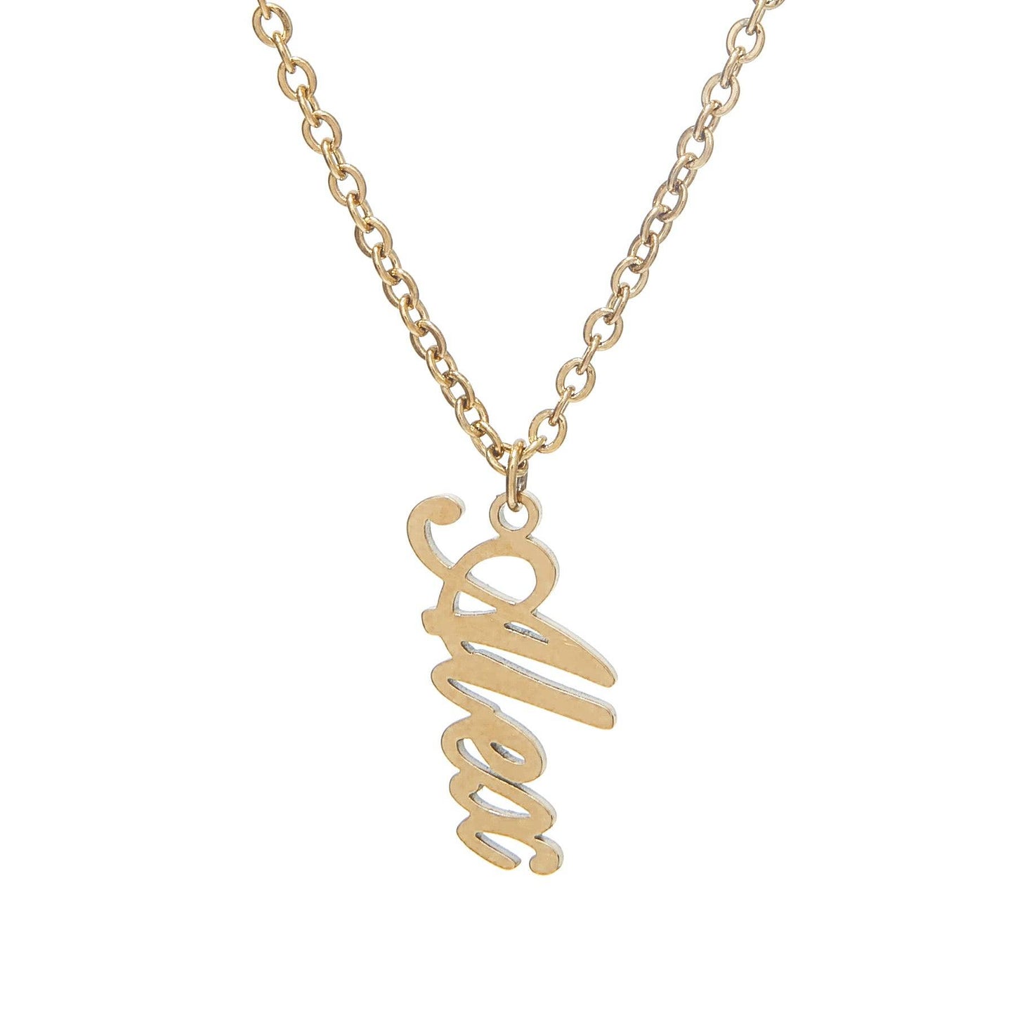 Vertical Script Nameplate Necklace