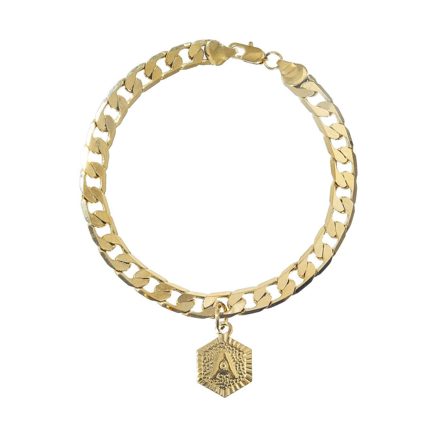 Gold Initial Pendant Bracelet