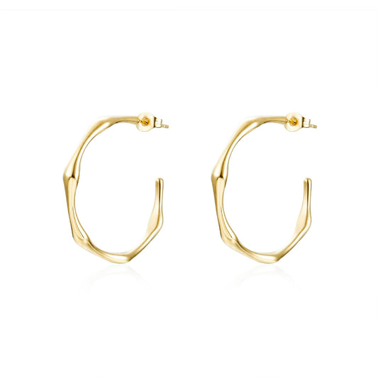 Bamboo Open Hoop Earrings