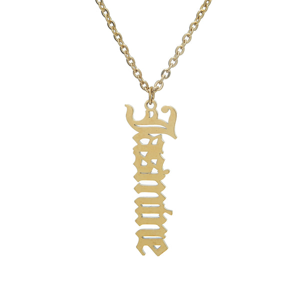 Vertical Old English Nameplate Necklace
