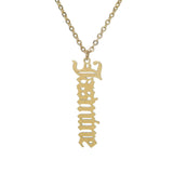 Vertical Old English Nameplate Necklace