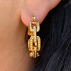 Tarnish-Free Gold Linked Hoop Earrings - Worn